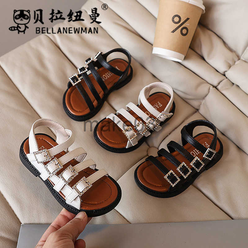 Choice Girls Metal Buckle Versatile Roman Shoes 2025 Summer New Collection Childrens Open toed Beach Shoes Big Kids Sandals J250403