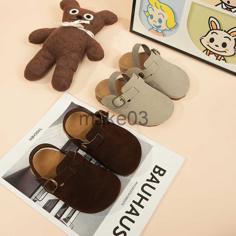 Korean version childrens Boken shoes toe caps slippers half bags elastic bands single kick shoes forest style casual Oxford shoes J250403
