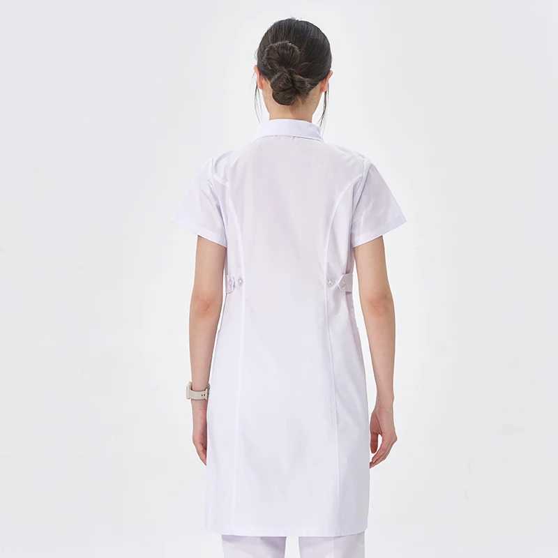 Medical Nurse Gown Women Scrub Uniform Robe White Long Sleeve Workwear Hospital Scrubs Nursing Dress Healthcare Uniforms 902CS J251103