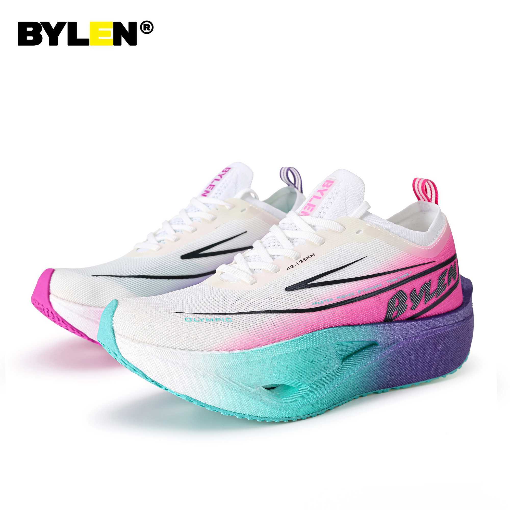 BYLEN Full Palm Carbon Plate Marathon Running Shoes Men Pro Tests Stable Support For Shock-absorbing Ultralight Bounce SneakersC250402