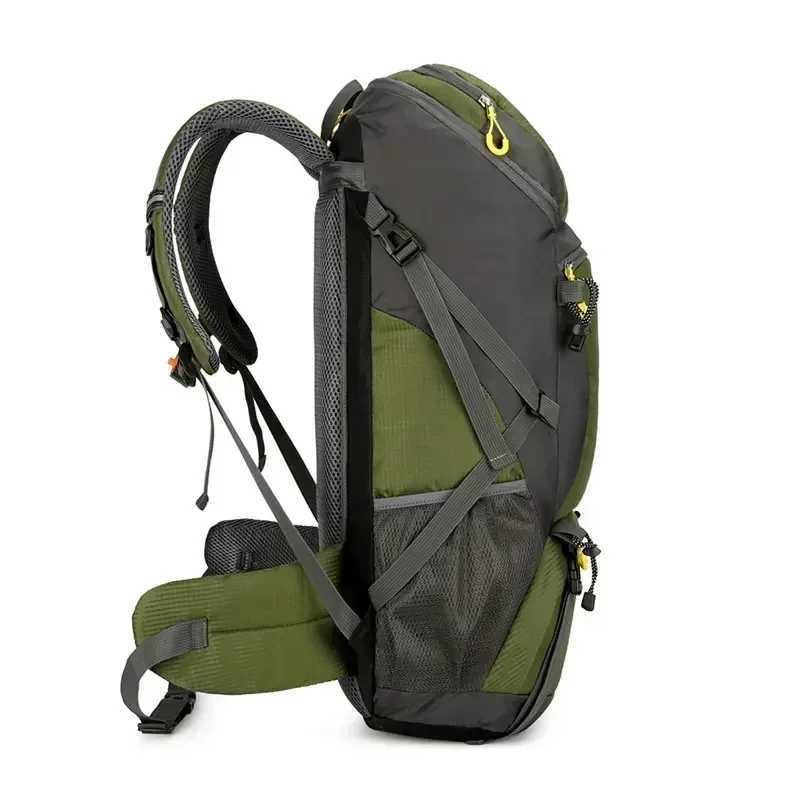 50L travel backpack camping bag mens large hiking bag waterproof outdoor sports climbing mountaineering bag camping equipmentC250407