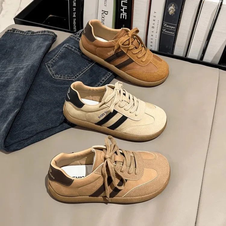 designer shoes new Women's trendy vintage German training shoes breathable flat sole style for spring sporty casual and all-match leather upper s