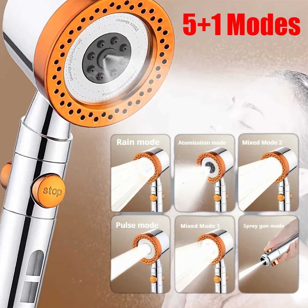 5 Spray Spa Shower ABS Portable High Pressure Large Flow Filtered Shower s with Stop Button Universal Bathro Nozzle Y251103
