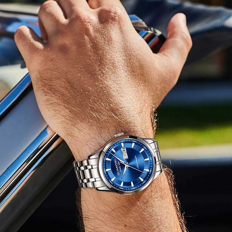 GUANQIN Men Mechanical Watch Automatic Movement Stainless Steel Luxury Business Leisure Luminous Waterproof Watches for ManW251104
