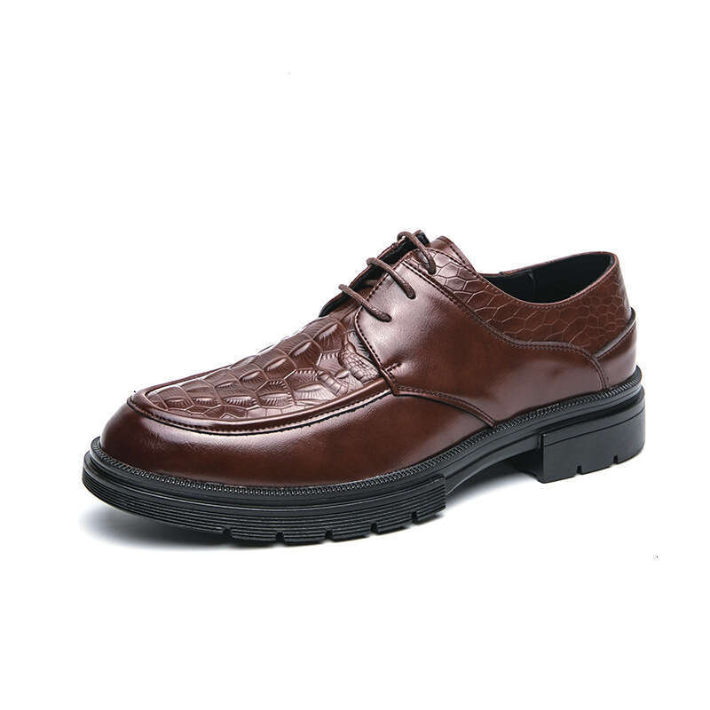 Large crocodile patterned men's leather for spring and autumn 2024 new business dress groom wedding shoes 46