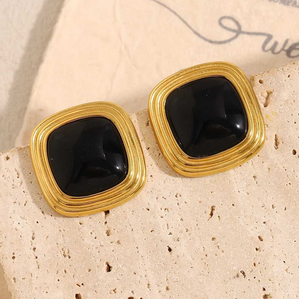 Stainless Steel Natural Stone Earring Plated 18k Gold Color Non Tarnish Waterproof Trendy Jewelry Earring for Women Gift C251103