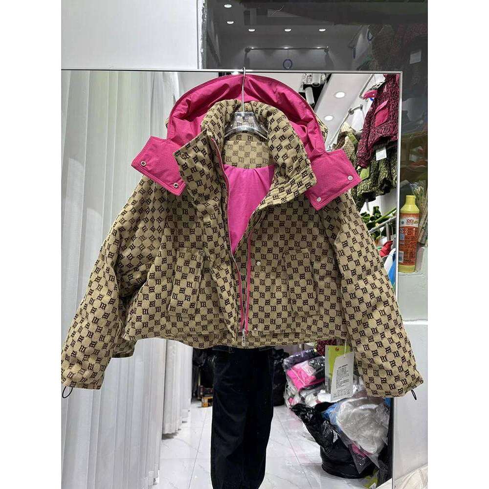 New Winter Women's Short Hooded European Style Fashion Letter Jacquard White Duck Down Bread Jacket Coat