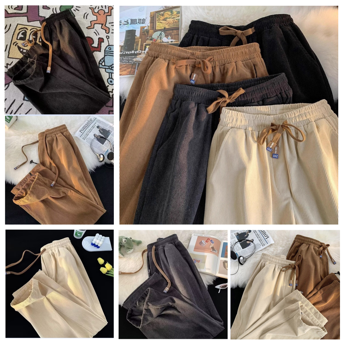 Men's Designer Pants Corduroy Men Loose Casual Ins-style Skinny Pants Solid Cozy Joggers Trousers All-match Handsome Korean Fashion Students Dail