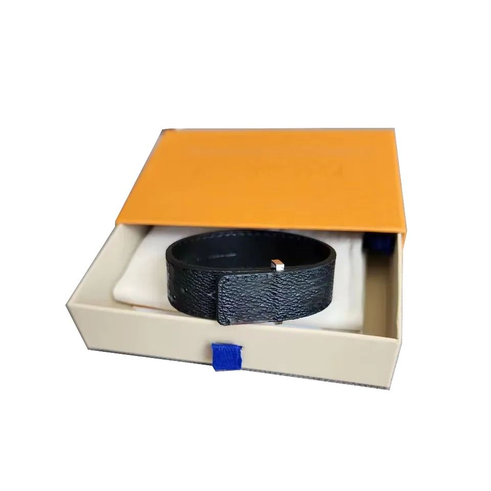 Designer Bangle Stainless Steel leather L slim bracelet Simple Cross Pattern Buckle Love Jewelry Women Men's Bracelets01