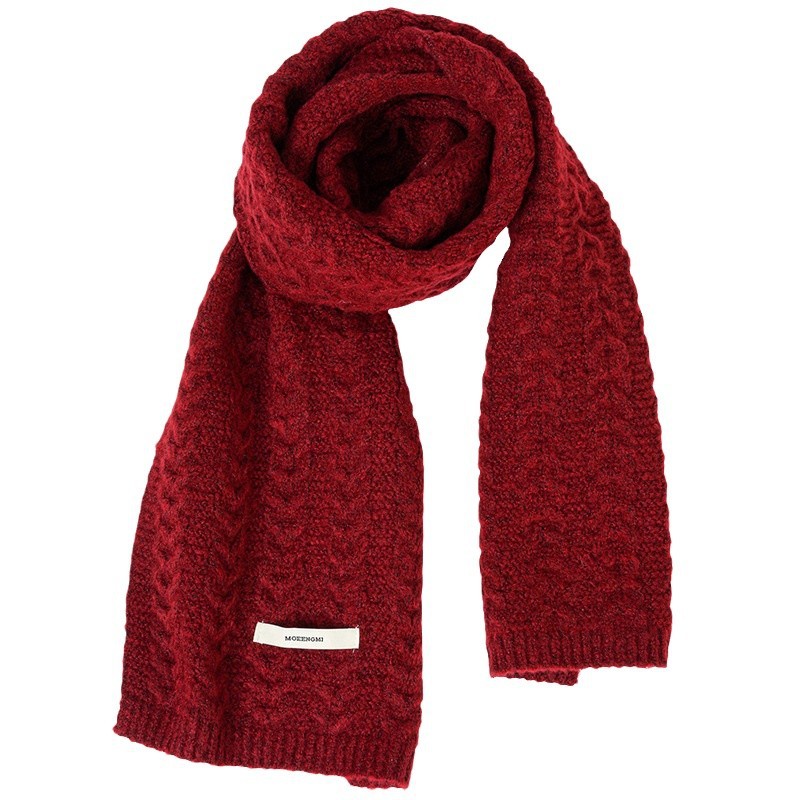 K291 Containing wool new solid color thickened versatile winter knitted wool scarf advanced warm neck collar wheat ears