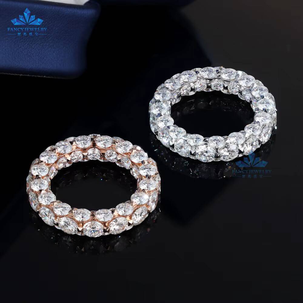 Luxury Jewelry 18K Sold Gold PT950 HPHT CVD Lab Grown Diamond Eternity Band Ring for Wedding Engagement Gift Women Men