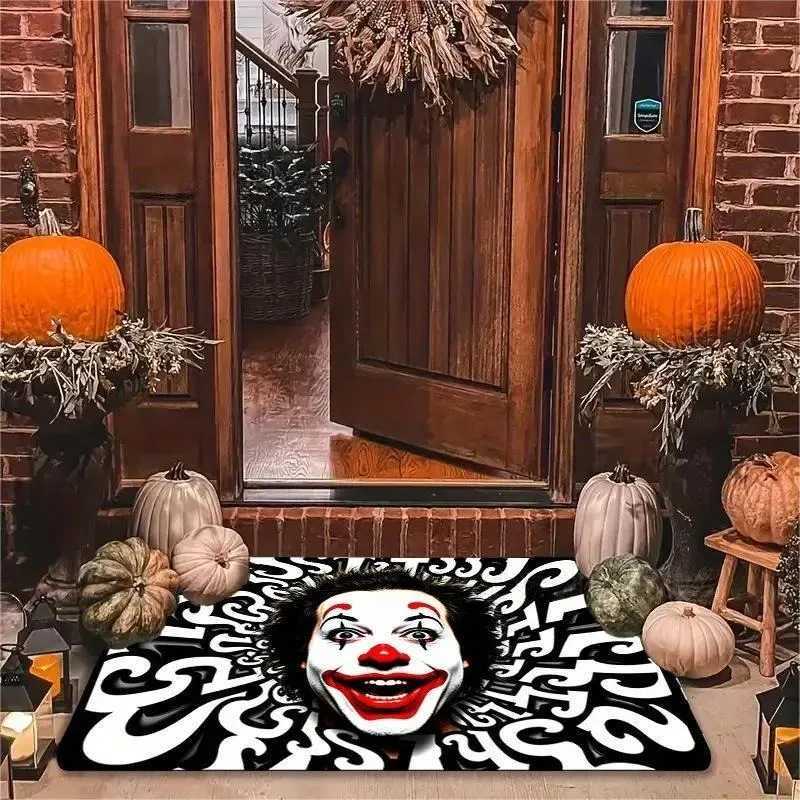 Horror Clown Movie Characters Rug Blood Splatter Pumpkin Print Carpet Mat Non-Slip Home Decoration Indoor Halloween Floor Mats C251103