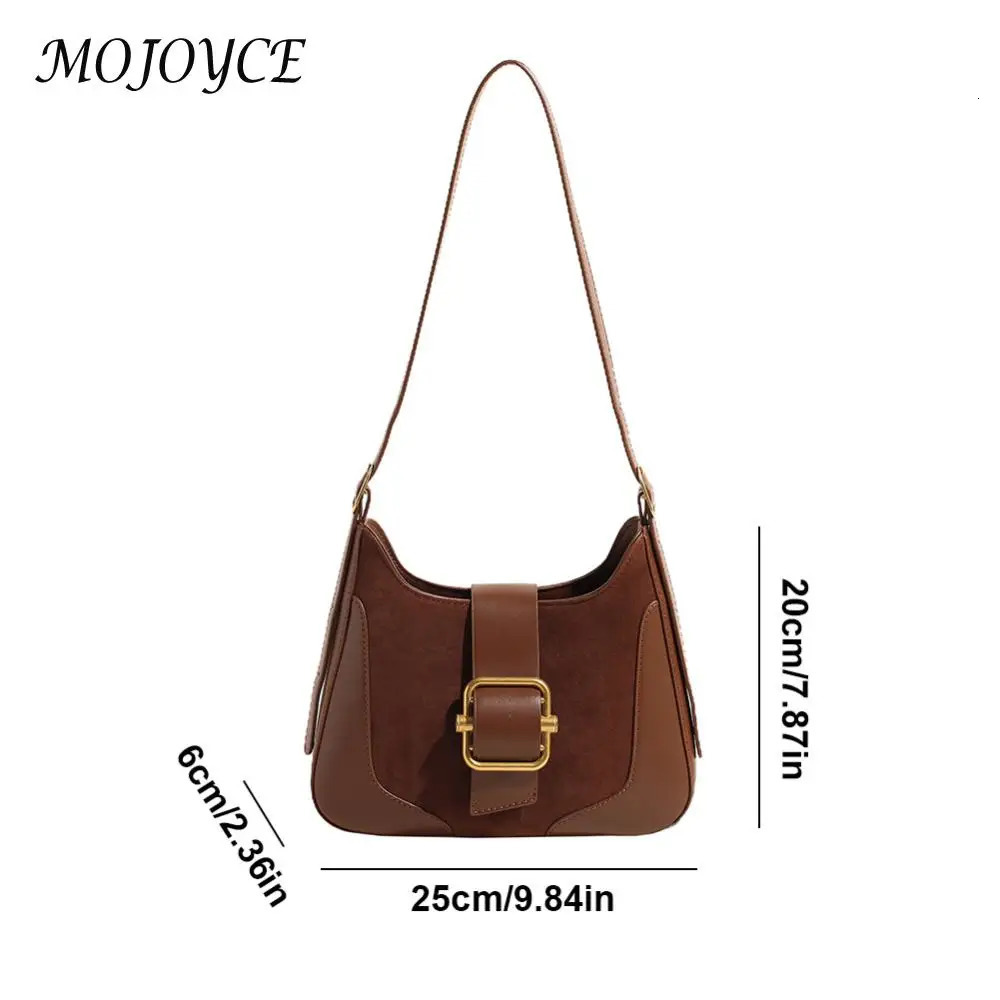 Women Suede Shoulder Bag Adjustable Strap Crossbody Bag with Zipper Underarm Bag with Inner Pocket Satchel Purse for Work Travel 250401