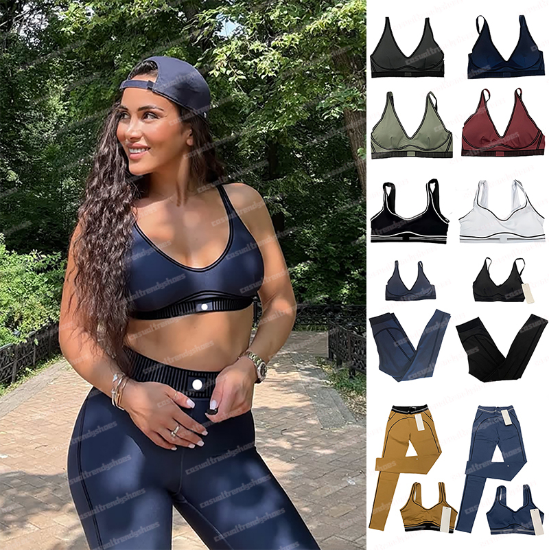 Yoga Sets Seamless Tops Sports Heart Throb Bra+Leggings High End White Striped Suits Gym Outfits Summer Womens Running Fitness Pilates Muse Suit Sportswear