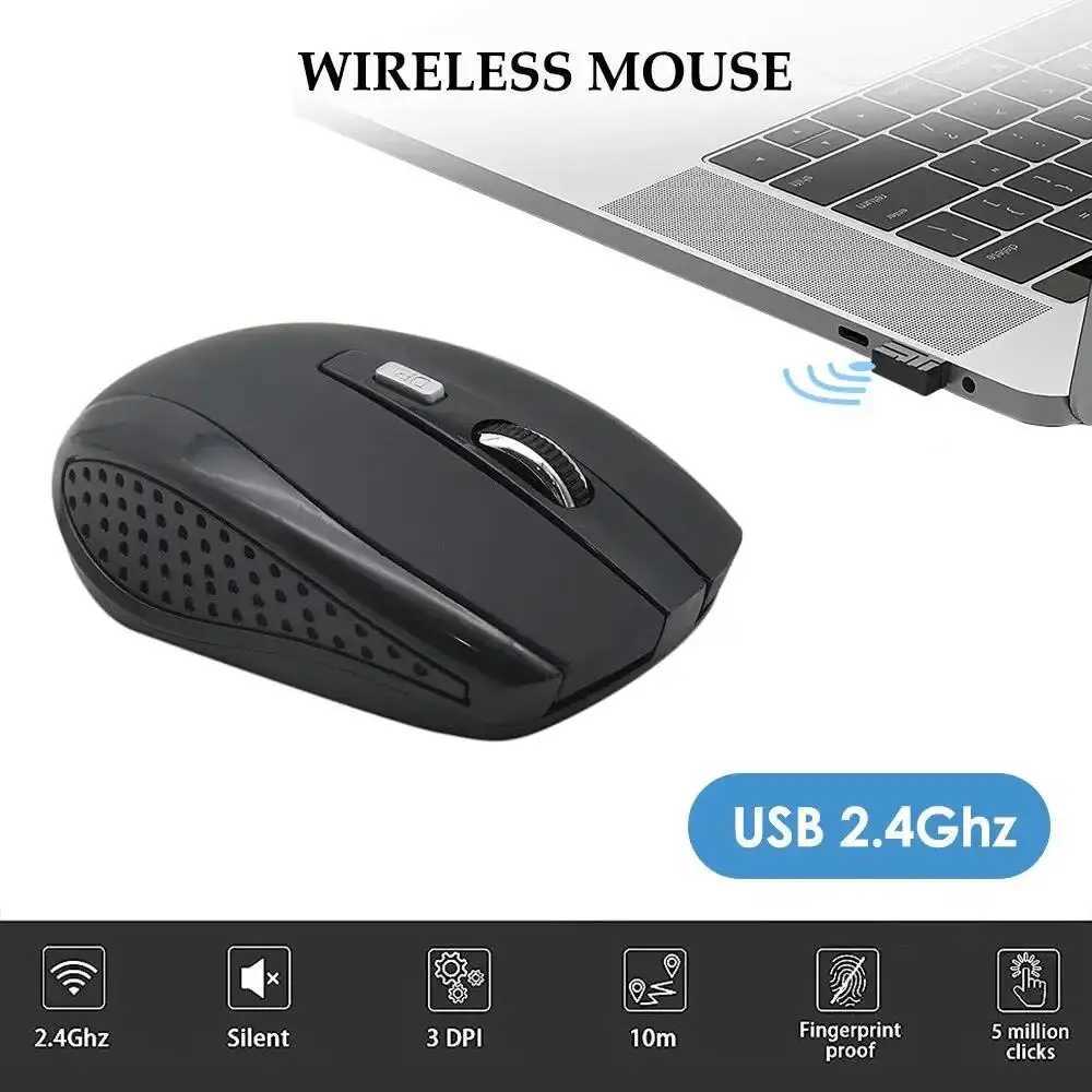 Wireless Mouse Silent Mouse 24G Portable Mobile Optical Office Mouse Adjustable 1600 DPI Levels For Notebook PC Laptops MacBook D260327