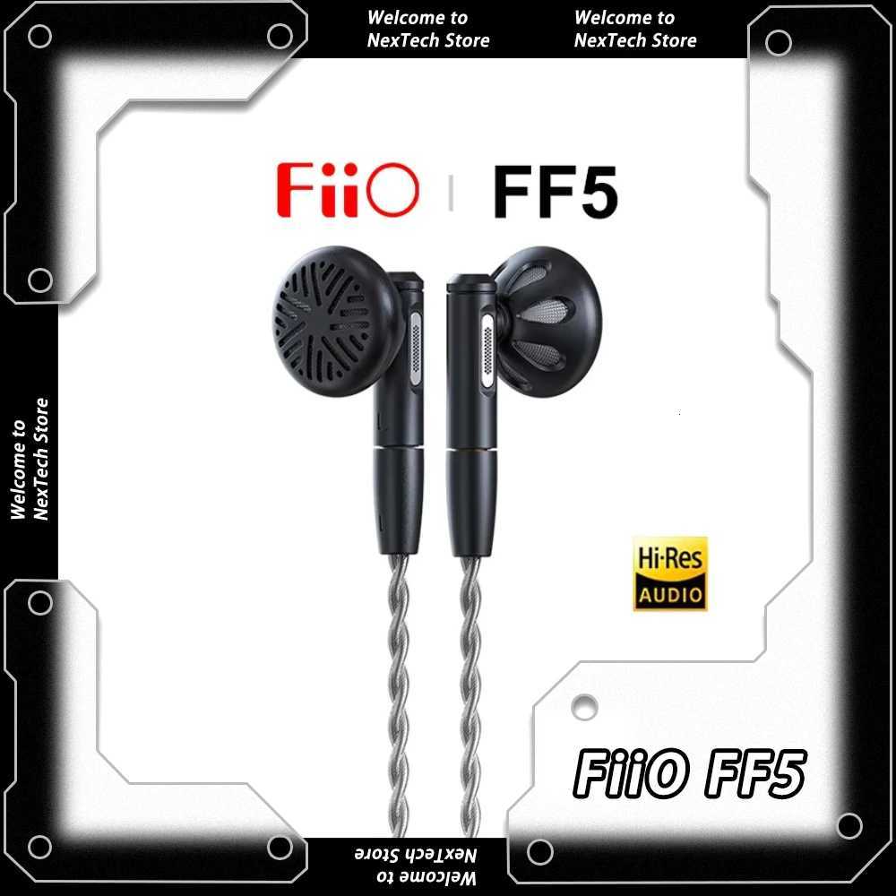 FiiO FF5 Carbon-based Dynamic Driver Earphone Hi-Res Au Custize Wired Flat Earphone 3544mm Plug MMCX Detachable Cable H251103