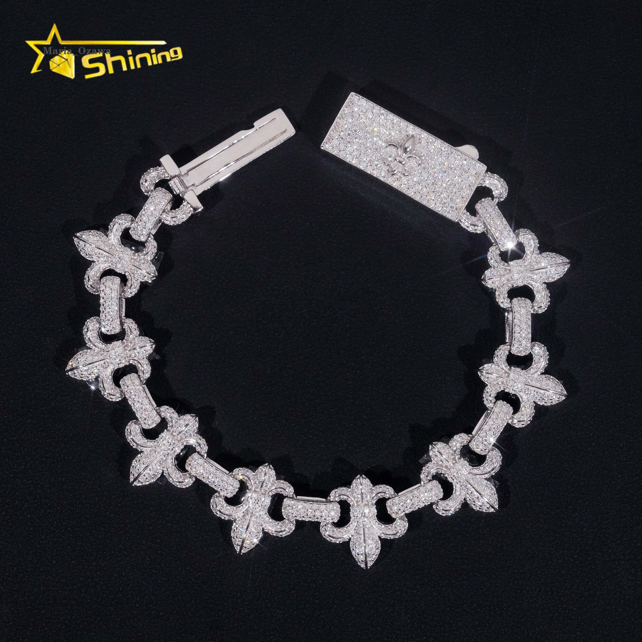 New Style Pass Diamond Tester Silver 925 Gold Plated Hip Hop Jewelry 15mm Custom Lock Moissanite Cross Cuban Link Bracelets