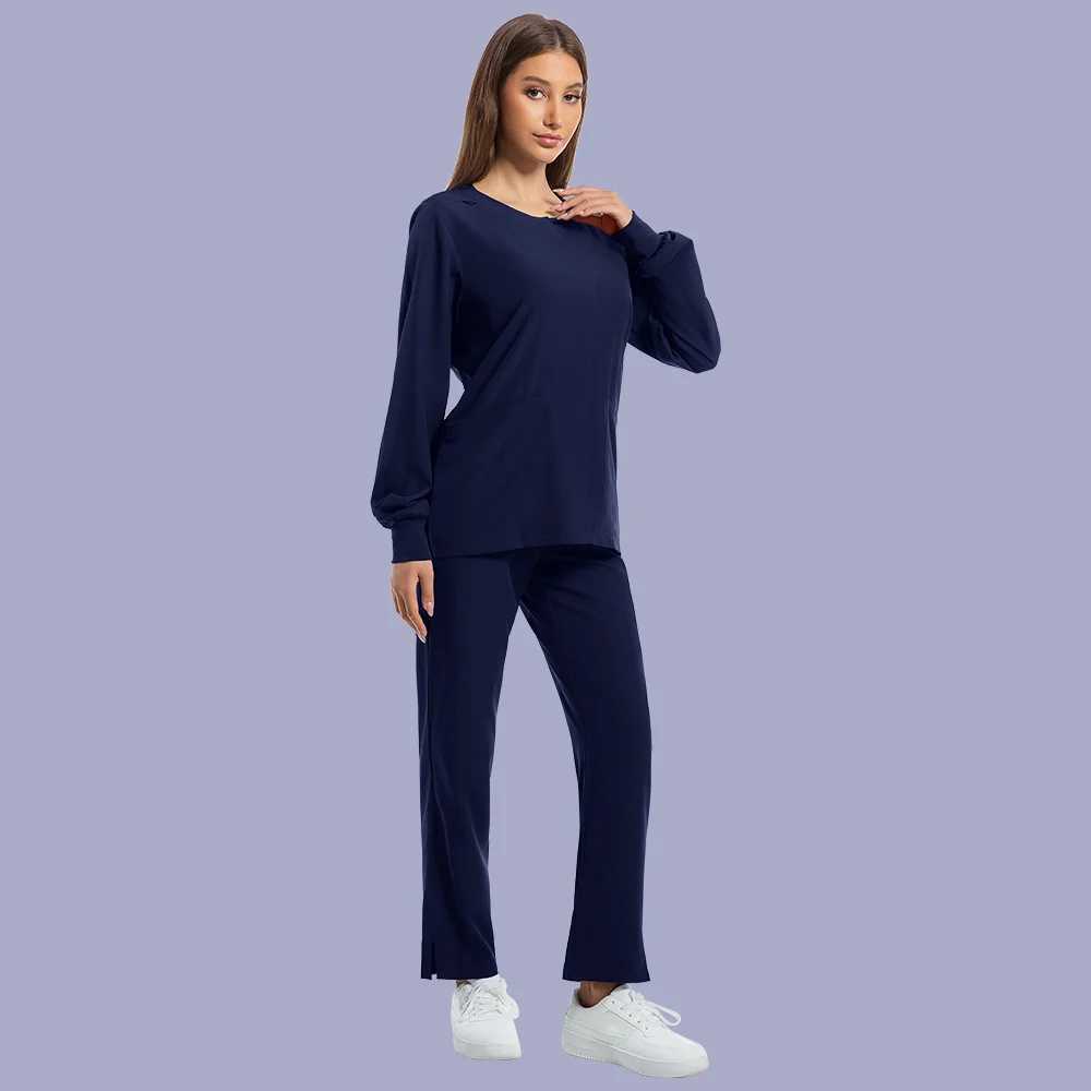Medical Uniforms Round Neck Nurse Scurbs Jacket Set Women Hospital Doctor Workwear Oral Dental Surgery Work Uniform Long Sleeve J251103