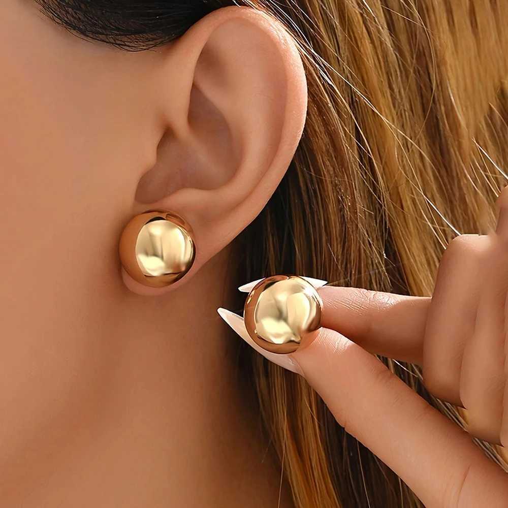 DGIDDK Stainless Steel Round Geometric Glossy Stud Earrings 18K Gold Plated Simple Earrings For Women Jewelry Everyday Matching C251103
