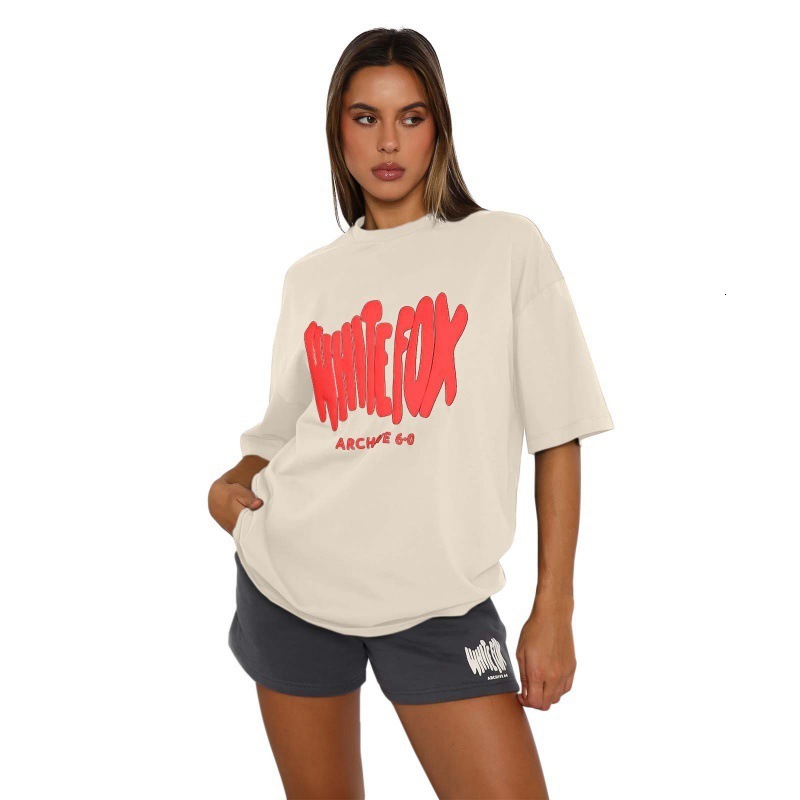 2025 Large Loose Printed Fashion Women's Round Neck Casual T-shirt Top
