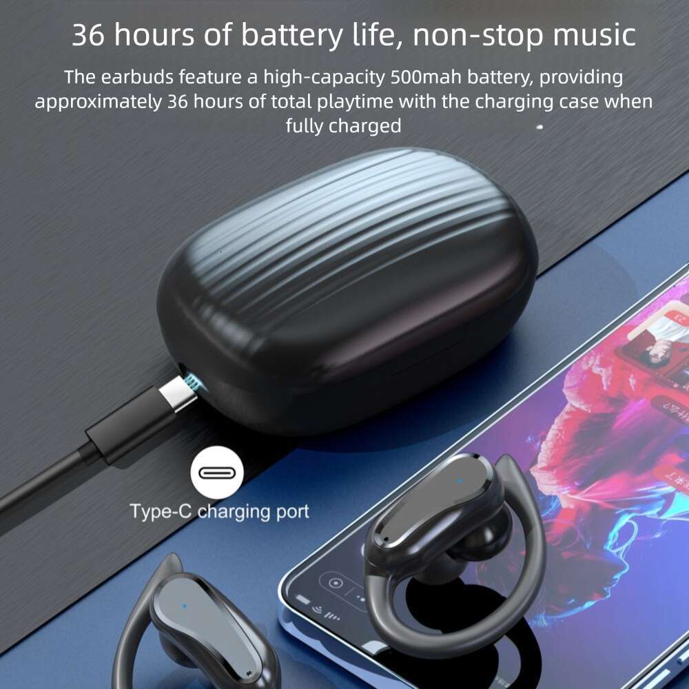 Famous Brand Noise Reduction Bluetooth TWS Ear Hook Fingerprint Touch Control Smart IPX Waterproof Long Battery Life Earphones