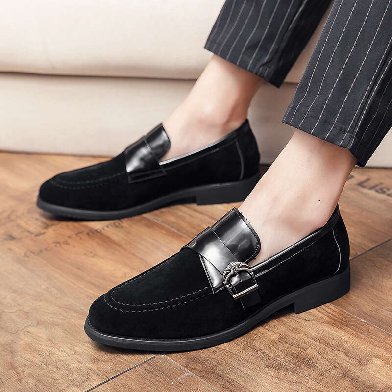 Large size, low fit, one foot lazy seasonal trend pointed leather shoes, outdoor solid color men's shoes