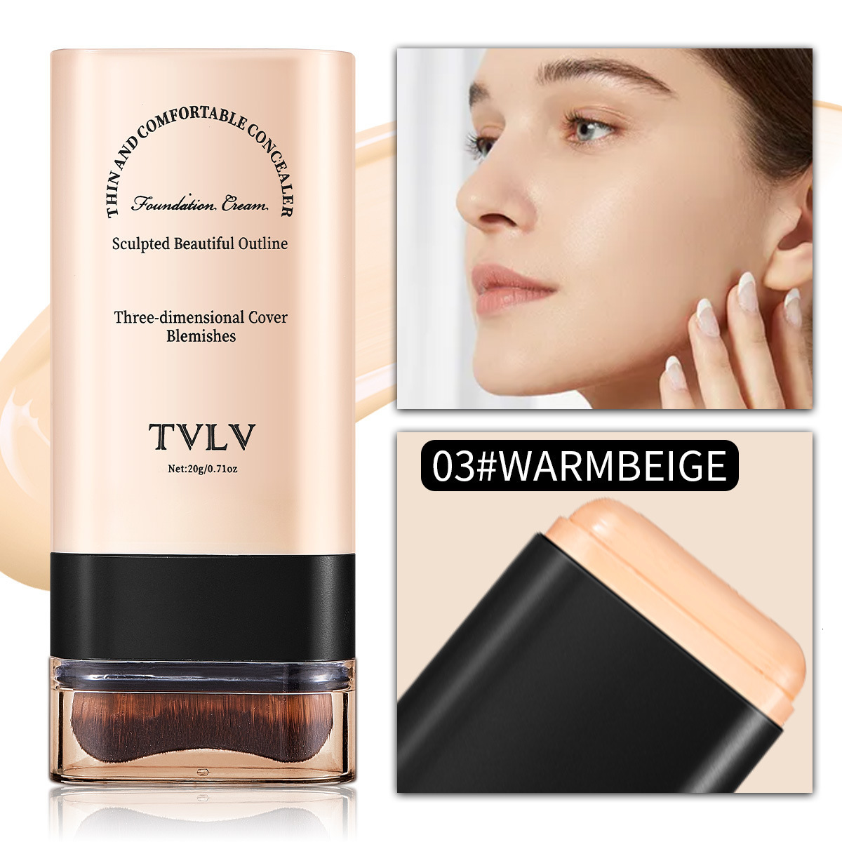 TVLV Eraser foundation make-up Stick Moisturizing Light concealer Brightening Skin Tone Lasting Makeup Double foundation make-up 250217