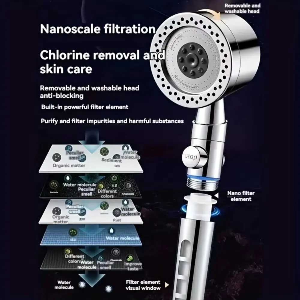 5 Modes Spray Water Saving Shower ABS Handheld Spa Showers Large Flow Portable Bathro Filter Shower Faucet Nozzle Set Y251103