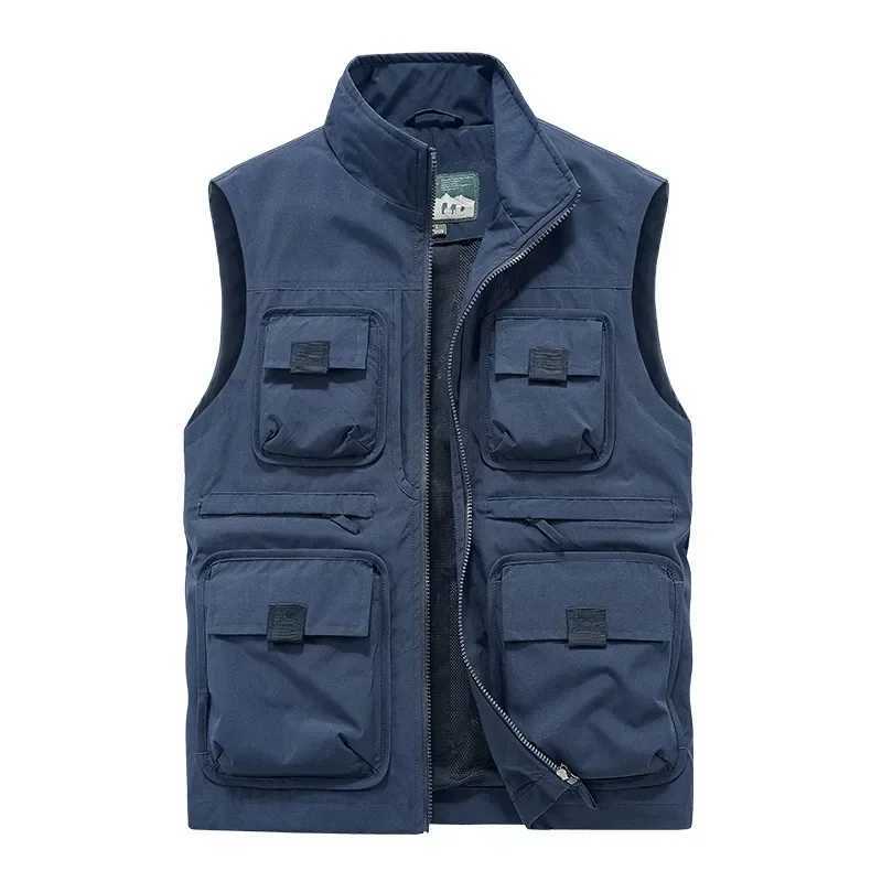 New Summer Many Pockets Mens Utility Outdoor Vest Breathable Waterproof Outwear Work Sleeveless Jacket Hiking Fishing Cargo Vest X250403