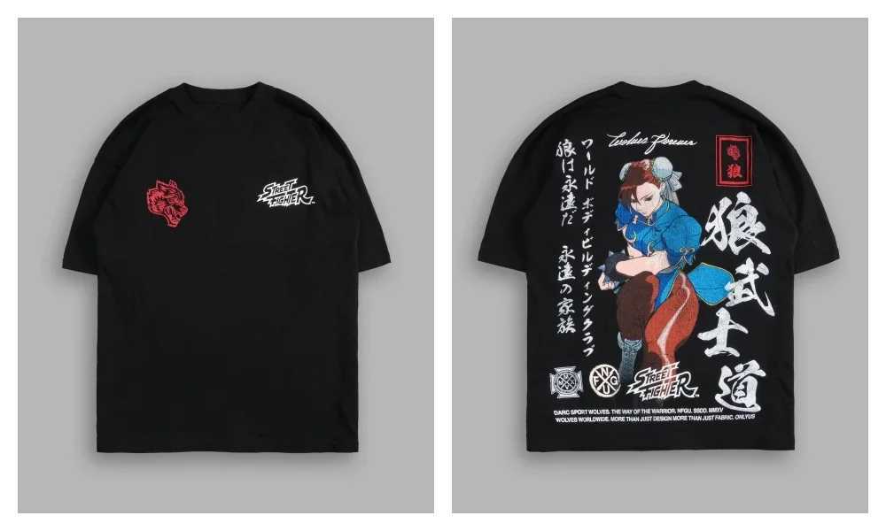 Street Fighter Chun-Li Ryu Printed Y2K New Couple Cotton T-Shirts Men Women Streetwear Casual Harajuku Retro Unisex Tee Top X2505161