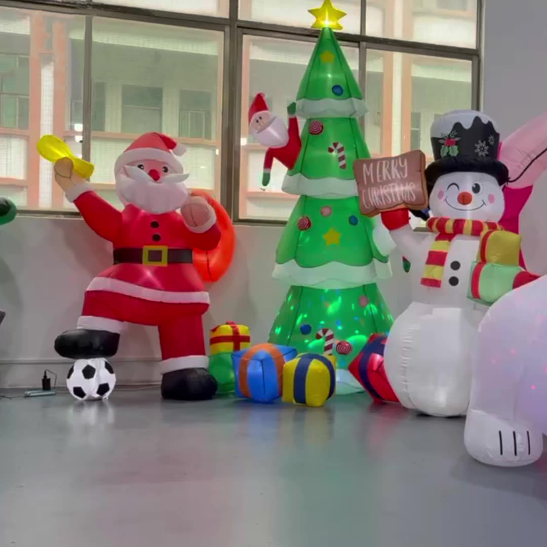 Christmas decorations for the garden: glowing gingerbread snowmen, Santa Claus, Christmas tree, inflatable figures zyc241120