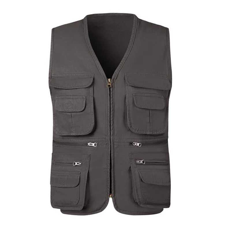 2024 New Mens Cargo Vest Winter Thick Fleece Warm Sleeveless Jacket Solid Color Tactical Coat Men Pockets Work Waistcoat 6XL X2504032