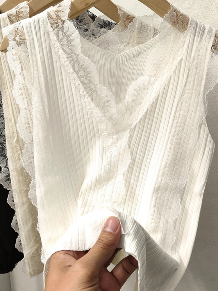 AOSSVIAO 2025 Basic Bottom Ruffle Chain Elastic Tank Top for Womens and Camis Summer Wild Crop Short 250403e