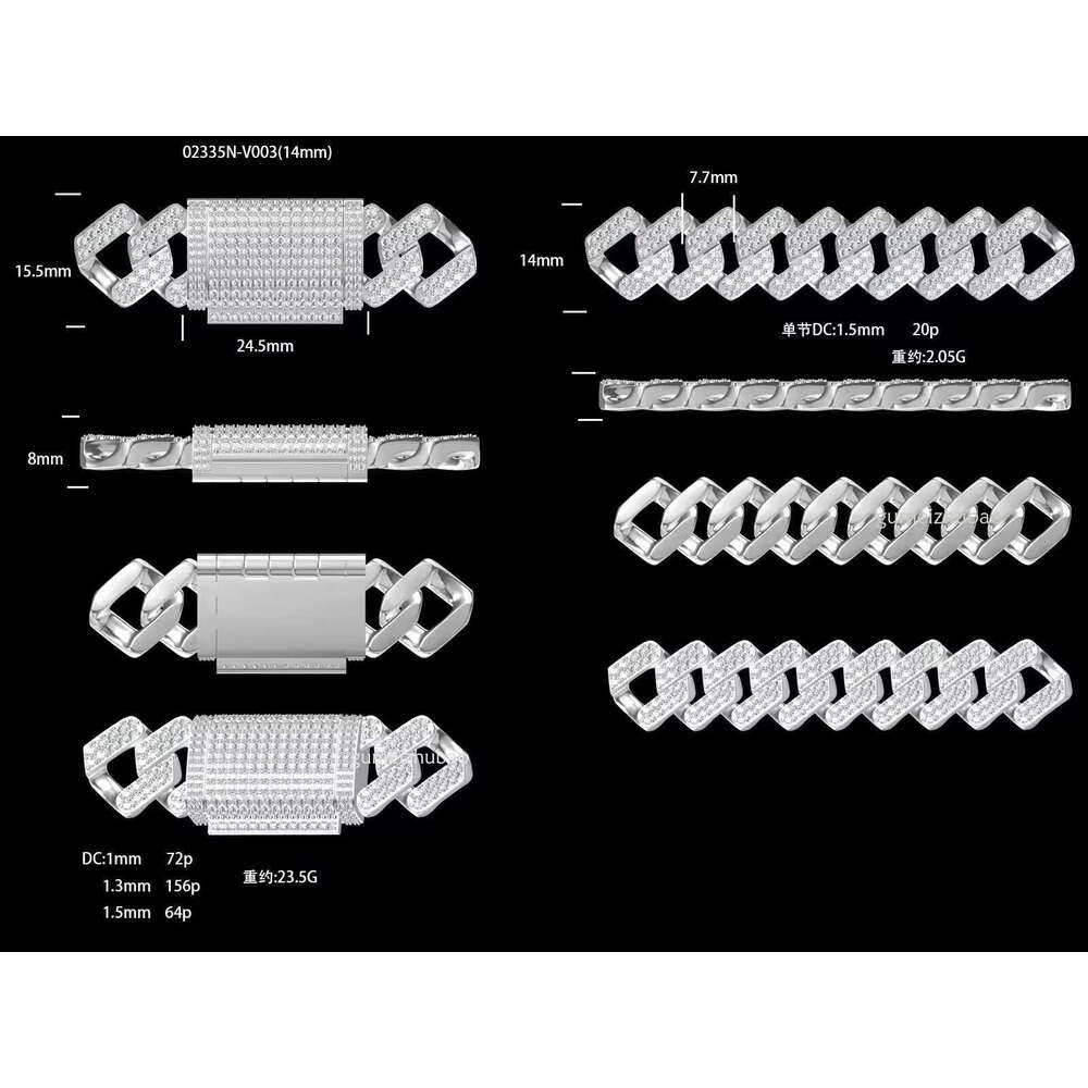 Stylish Gift Box 1 Piece Chain Sier Men's Hip Hop Moissanite Miami Ice Crystal 20mm Cuban Necklace