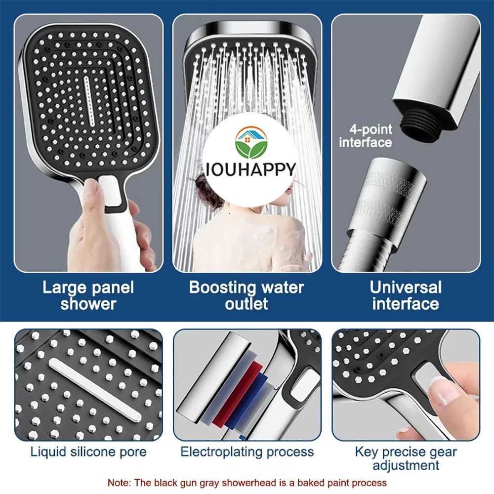 Pressure Supercharge Handheld Shower Rain Water Conservation Shower Mixer Large Panel Rectangar Bathro Accessories Y251103