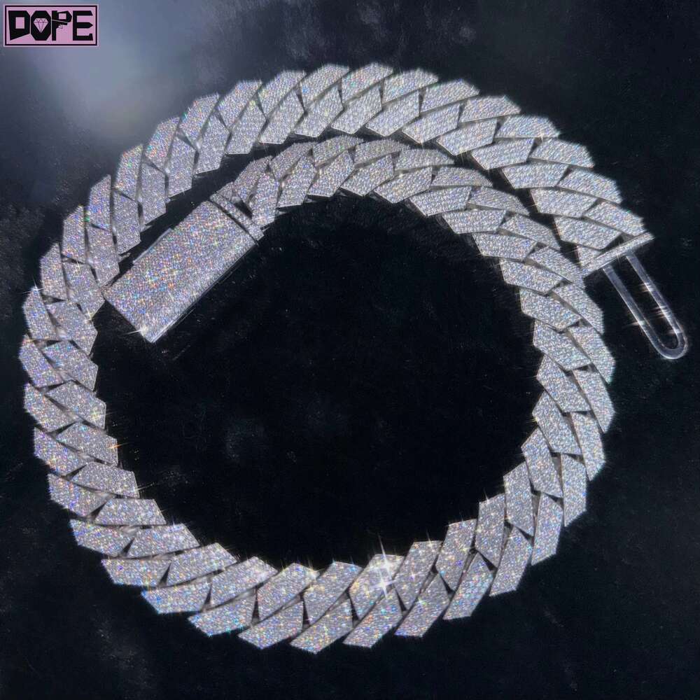 12mm 15mm VVS k Custom Clasp Sier Iced Hiphop Moissanite Cuban Chain