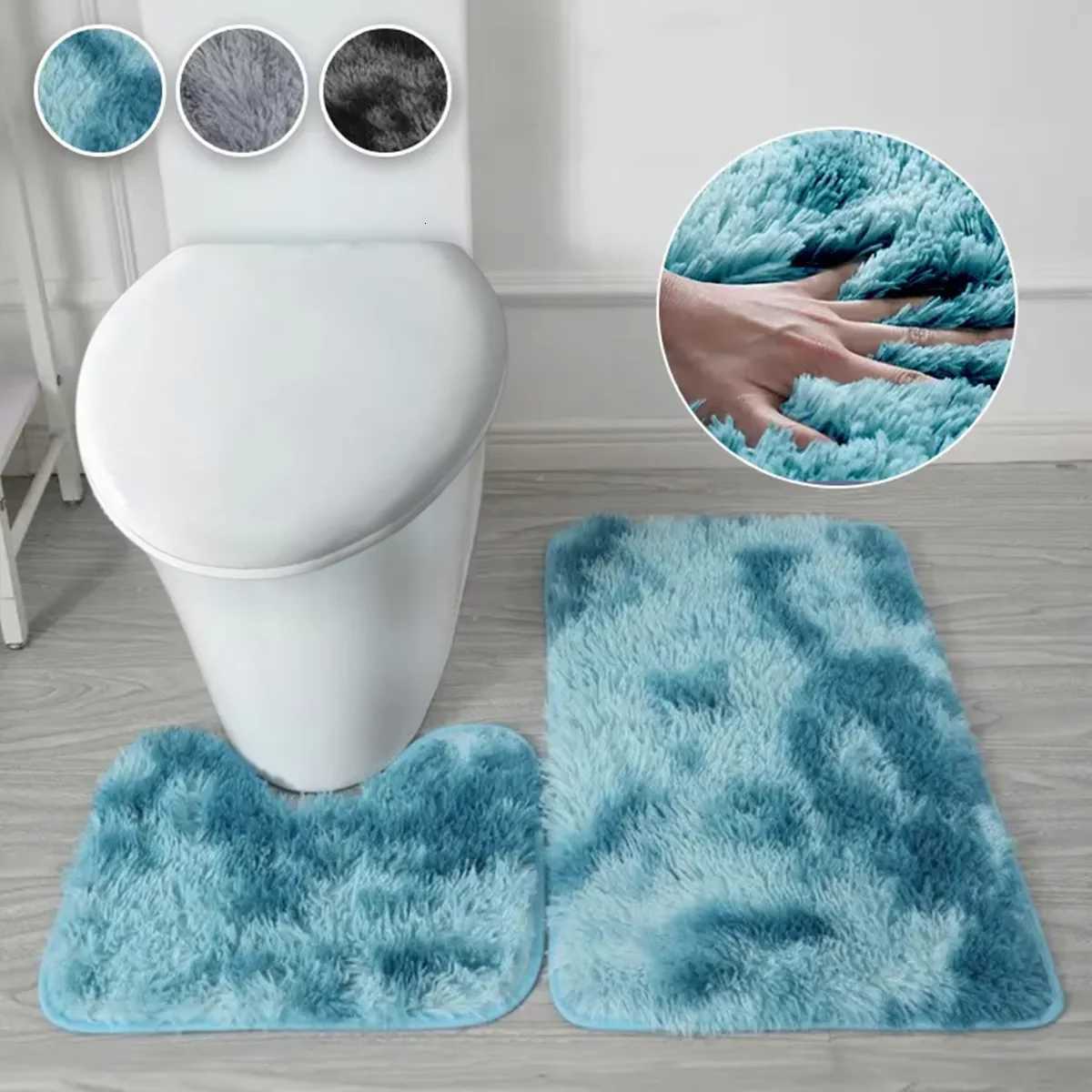 VIKAMA 2pcs Toilet Foot Mat Non-Slip Warm Soft Toilet Carpet Absorbent Mat Long Fluff Floor Mat Doormat Home Decor C251103