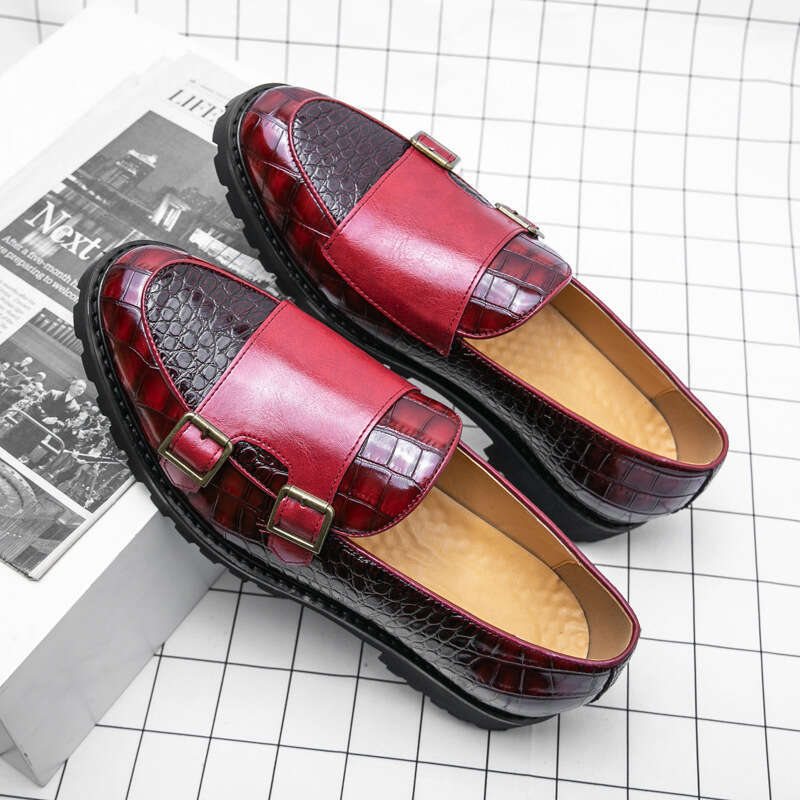 Spring New Round Headed Slippery Large Outdoor Flat Bottom Casual Leather Shoes, Youth Business Shoes