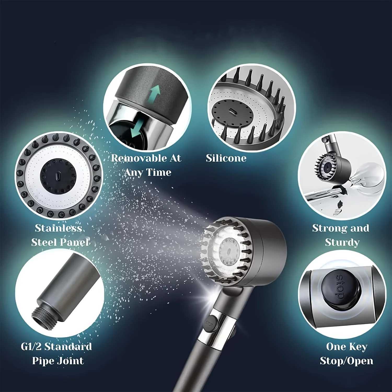 2025 new ion drop shower with handheld filter shower turbocharger with mtiple spray modes builtin filter onoff switch Y251103qw