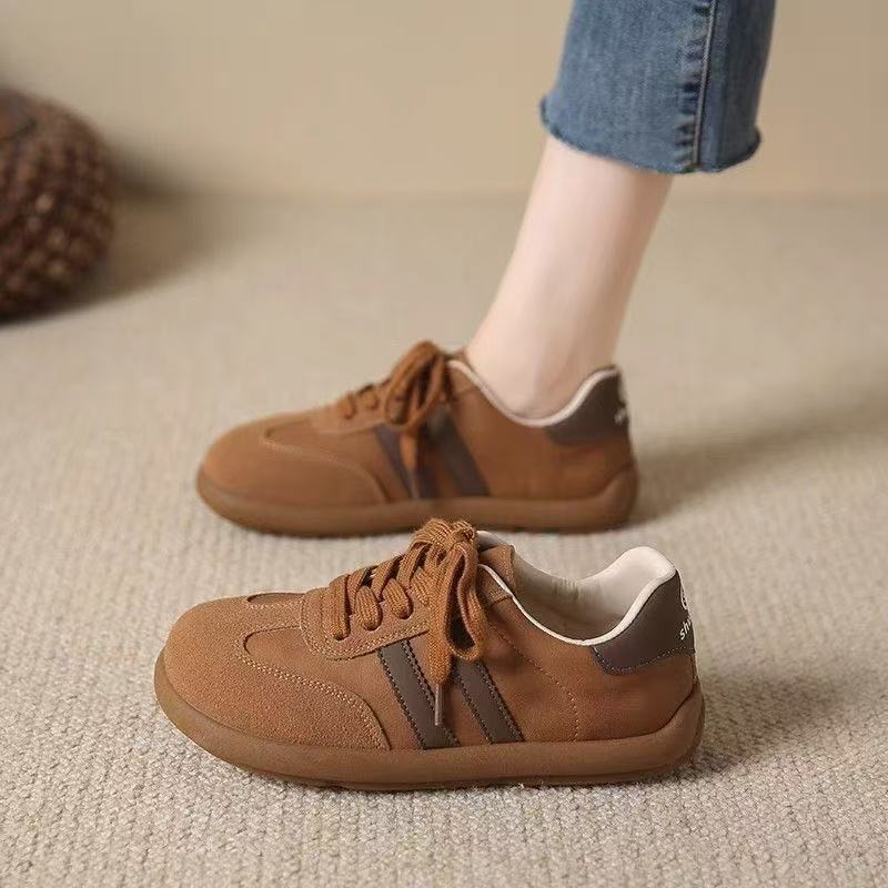 designer shoes new Women's trendy vintage German training shoes breathable flat sole style for spring sporty casual and all-match leather upper s