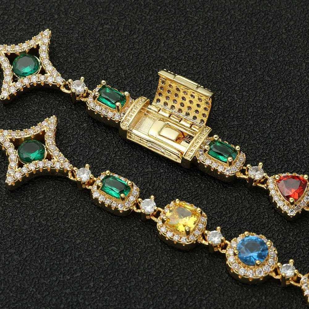 New Promotion Cute Color Bracelet Charm Women 18k Gold Plated Three Color Diamond CZ Bracelet Hip Hop Jewelry Y250329