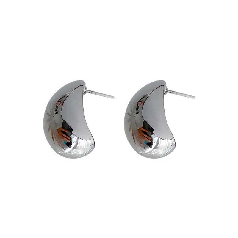 925 Silver Needle Geometric Cshaped Bean Earrings Metal Cool Style Earrings Simple and High End Earrings for Women C251103