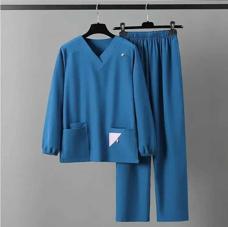 Long Sleeve nurse scrubs sets Medical Clothes Scrubs Nursing Pants Women Thin and Light Fabric Elastic Medical Uniforms Summer J251103