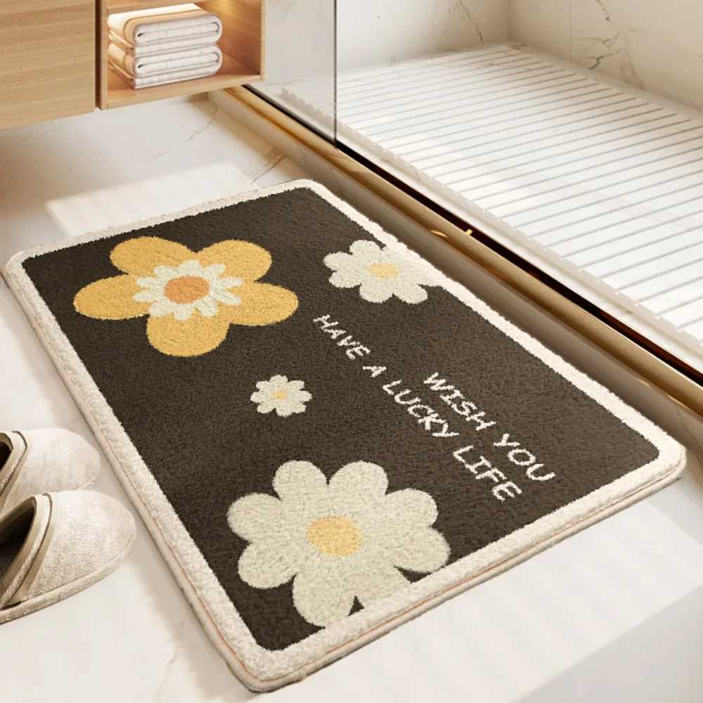 VIKAMA American Style Bathroom Absorbent Anti Slip Mat Floral And Foliage Patterned Shower Room Entrance Doormat Home Decor C251103