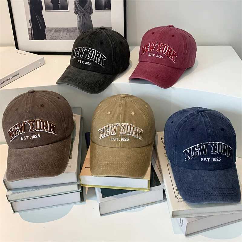 New York mens cotton washed hat womens Gorras snap cap baseball cap sun protection hat Casquette Dad hat outdoor hat Y250403