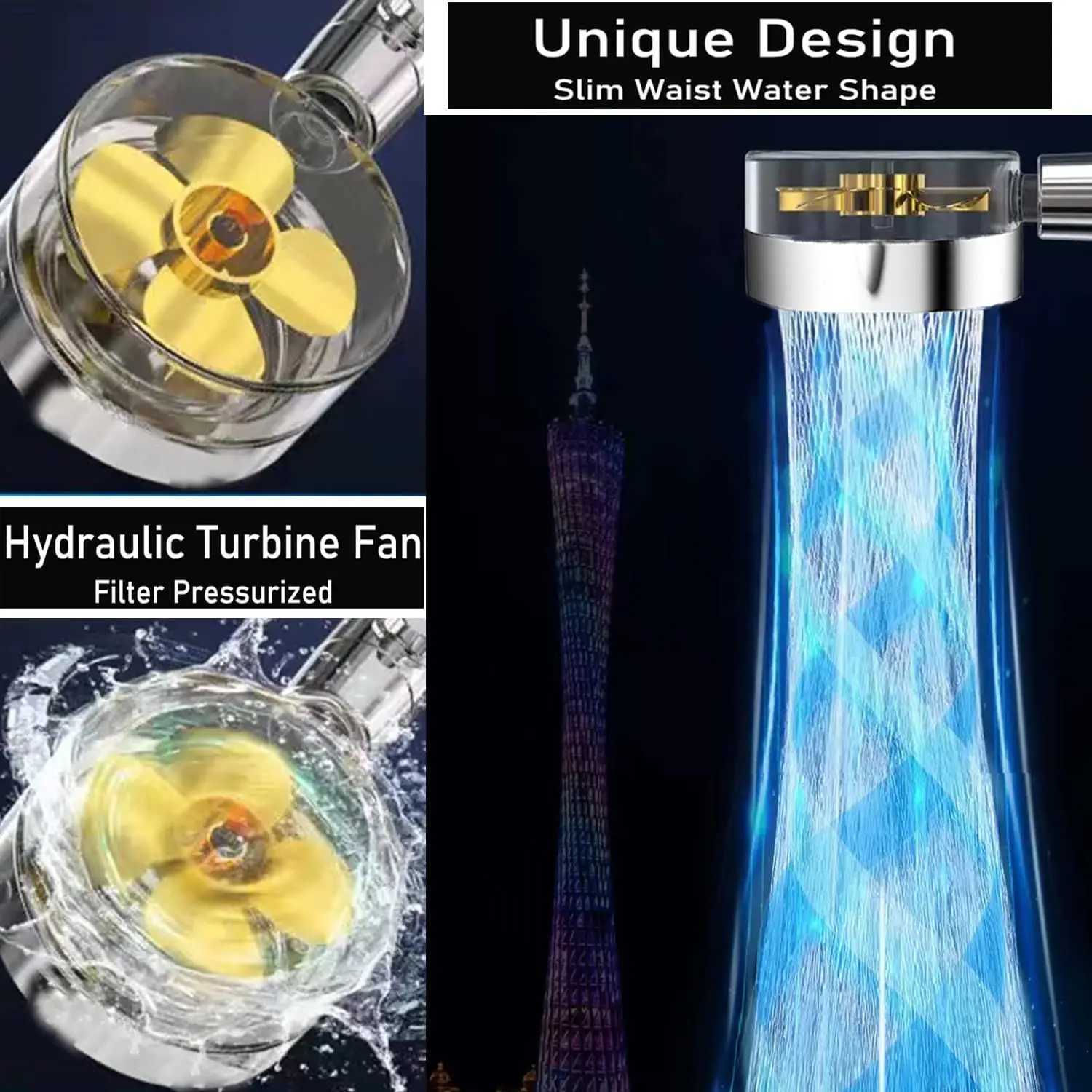 HighPressure Shower Handheld Turbo Fan Shower With 5 Filters Water Saving Spray Rainfall Shower Bathro Accessories Y251103