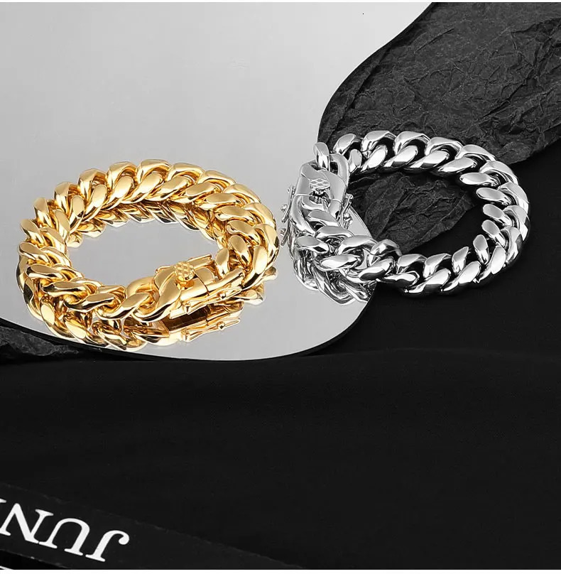 Drop Miami Cuban Link Bracelet 79 for Men Women 5X Layered Steel 6mm16mm Width Lifetme Warranty Non Rust 251103