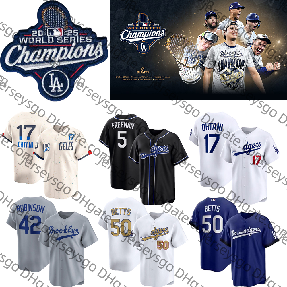 2025 Baseball Jersey World Series Champions Dodgers jerseys Shohei 17 Ohtani Mookie 50 Betts Freeman Clayton Gavin 9 Lux Yoshinobu 18 Yamamoto 34 Valenzuela Jersey