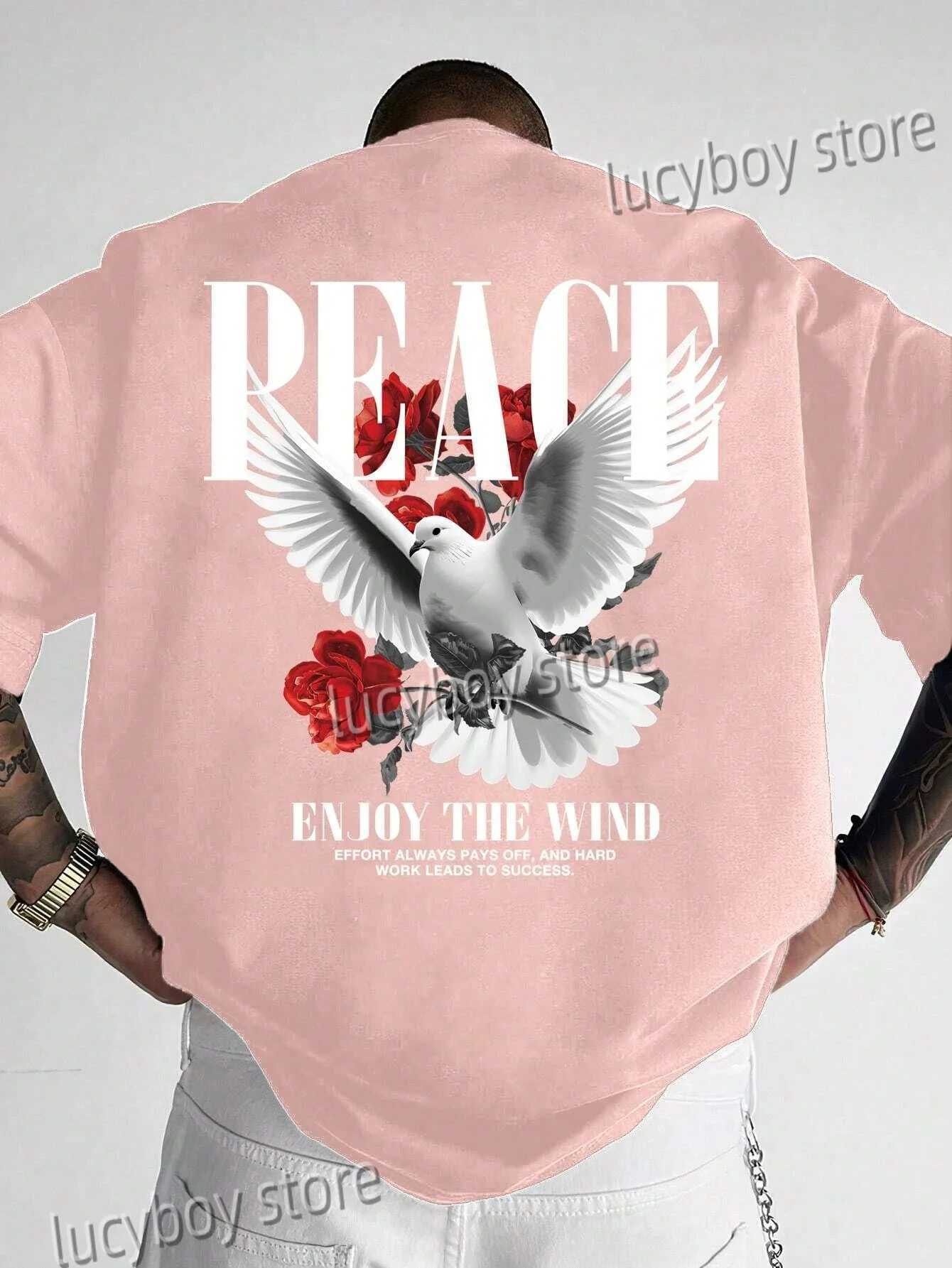 Men Summer 3D Peace Dove Printed T-Shirt Man Short Sleeve Round Neck Fashion TeeS Vintage Casual Oversize Tops Men Clothes X250403