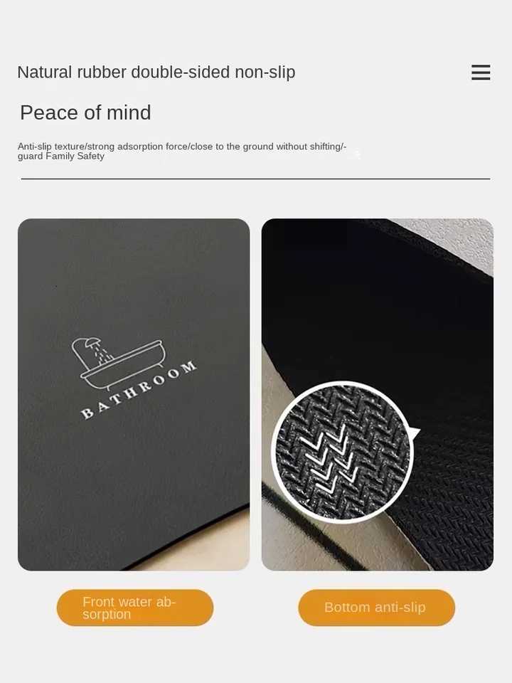 VIKAMA Bathroom Diatomite Floor Mat Solid Colour Minimst Bathroom Foot Mat Doorway Non-Slip Water-Absorbent Quick-Drying Mat C251103